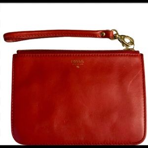 Fossil Red Leather Clutch/Wristlet